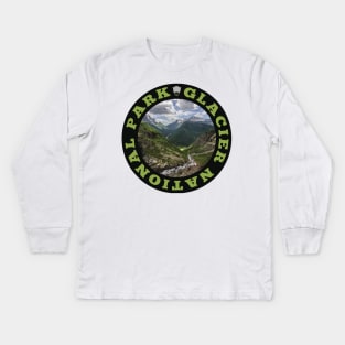 Glacier National Park circle Kids Long Sleeve T-Shirt